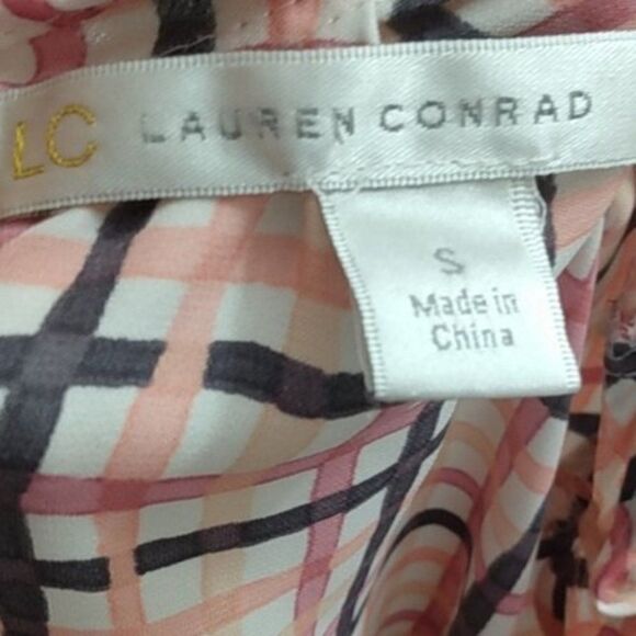 LC Lauren Conrad Plaid Cap Sleeve Blouse Size Small - Picture 8 of 10